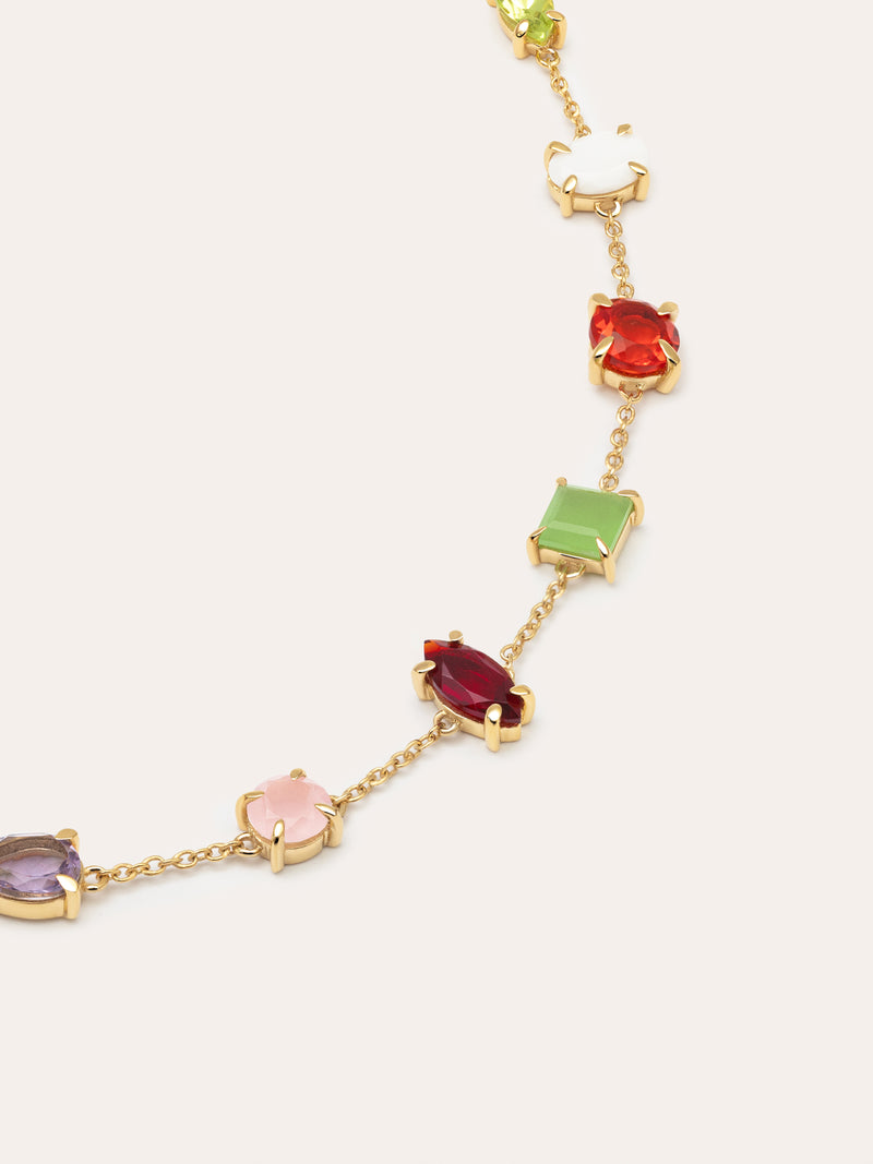 Collar Drop Orquidea Baño Oro