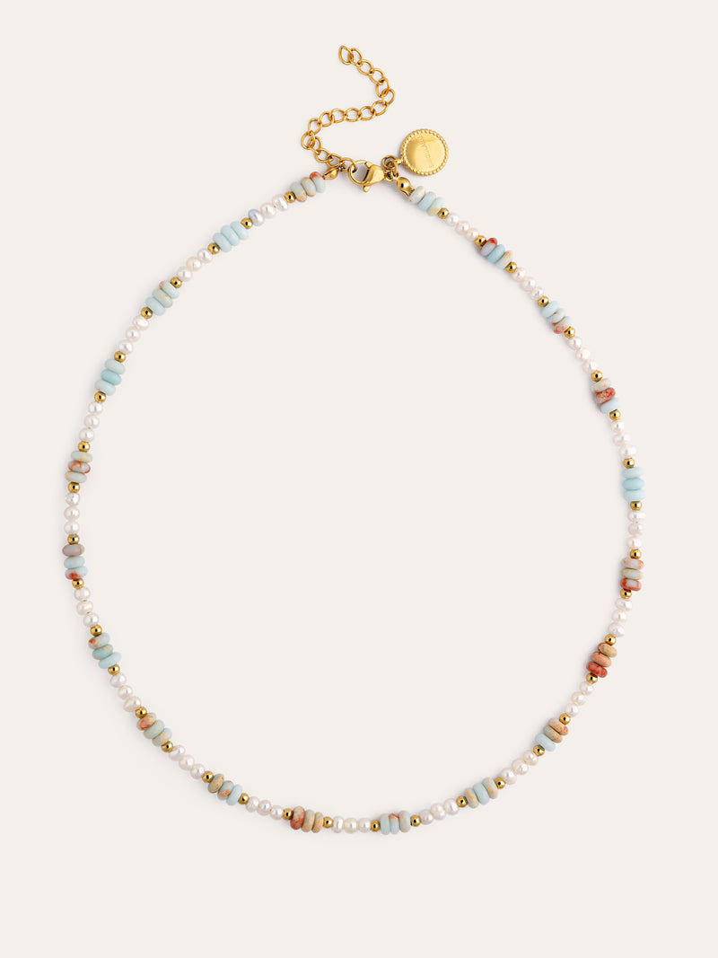 Daylight Pearls Stainless Steel Gold Necklace