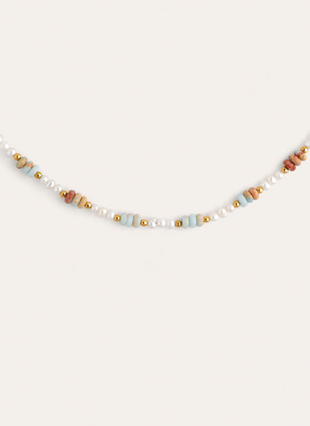 Daylight Pearls Stainless Steel Gold Necklace