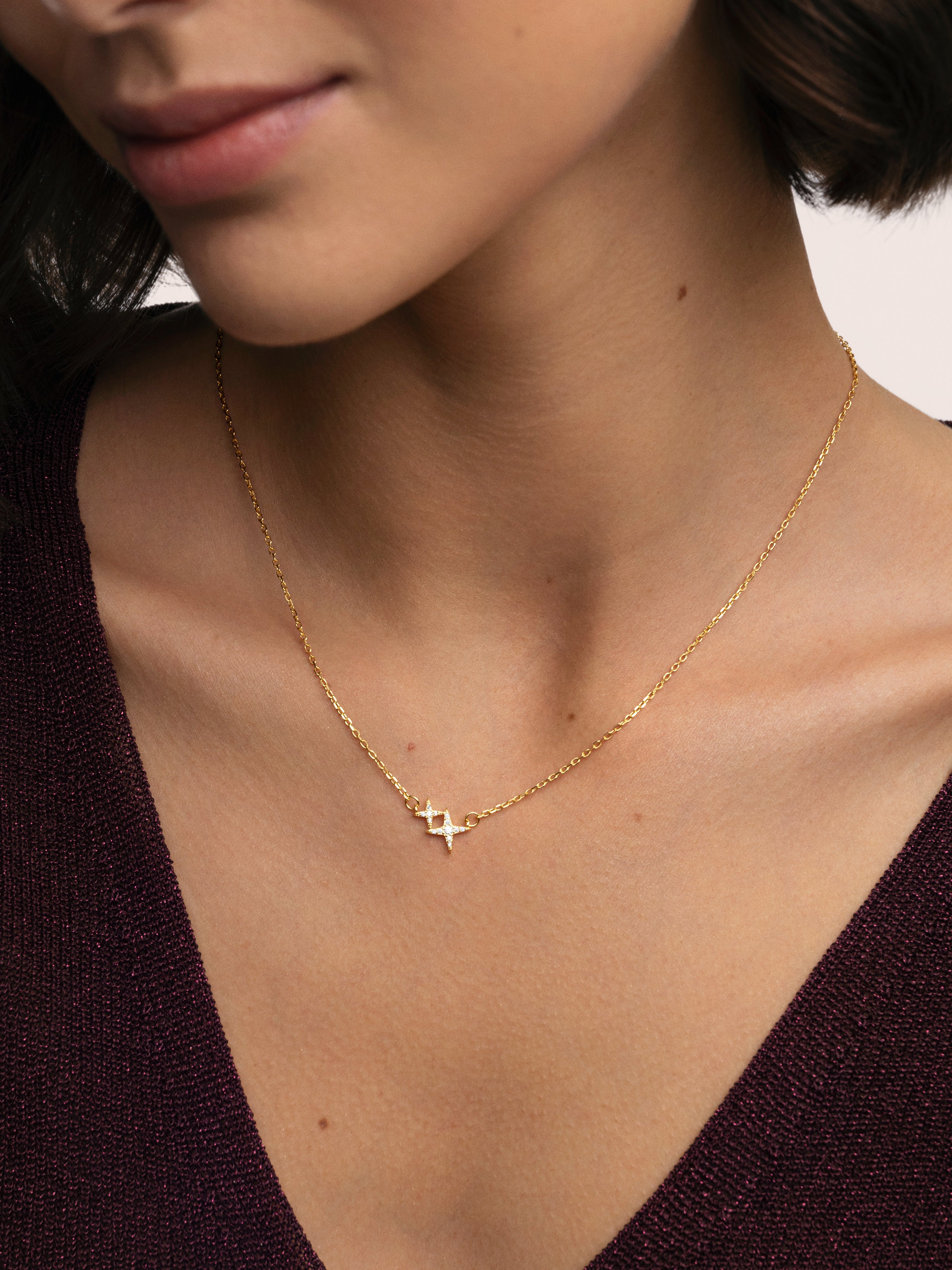 Duo Spark Halskette, vergoldetes Silber