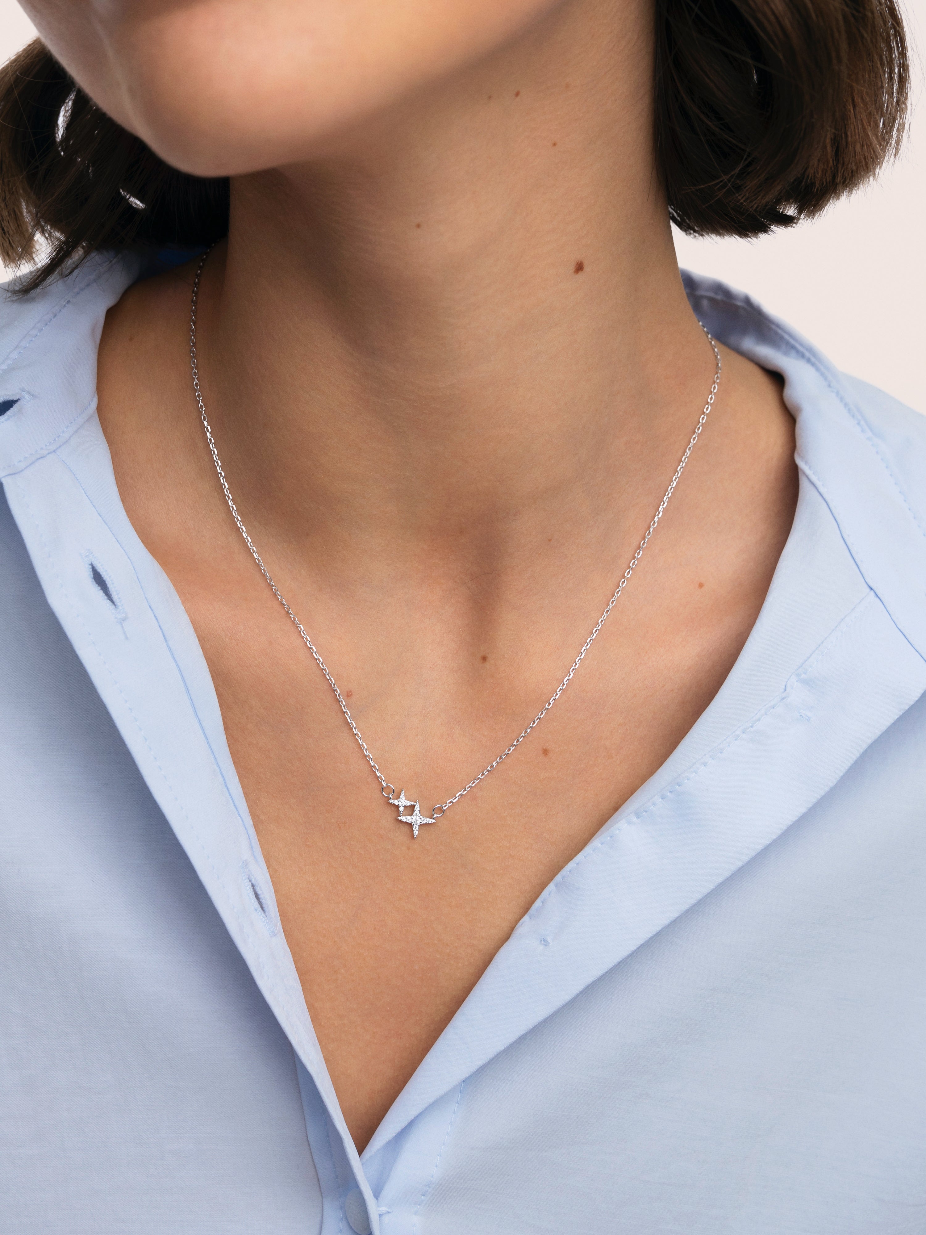 Duo Spark Halskette, Silber