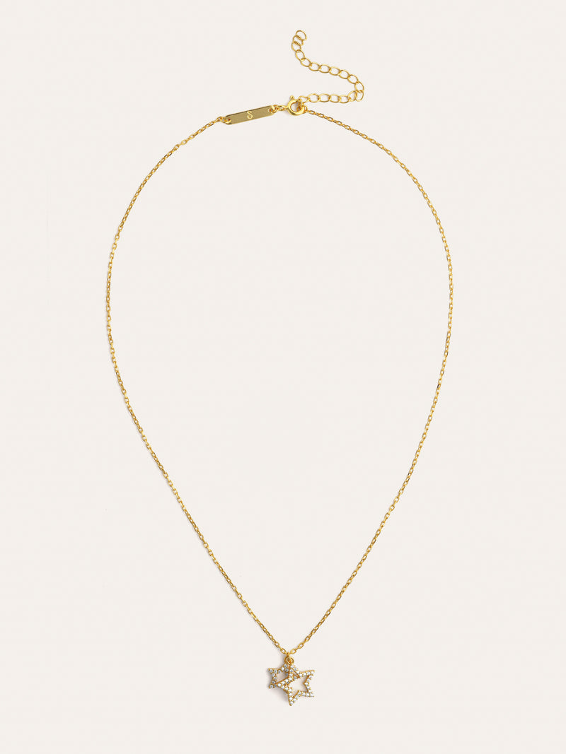 Collar Duo Stars Spark Plata Baño Oro