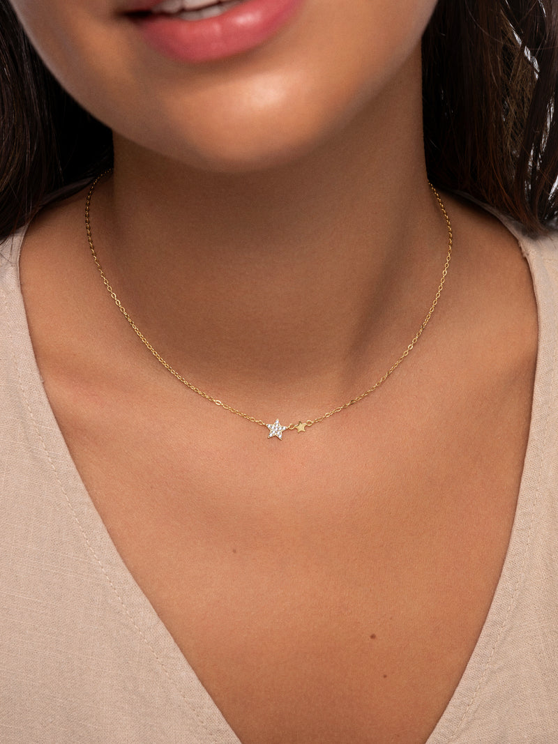 Duo Stars ketting met gouden plating
