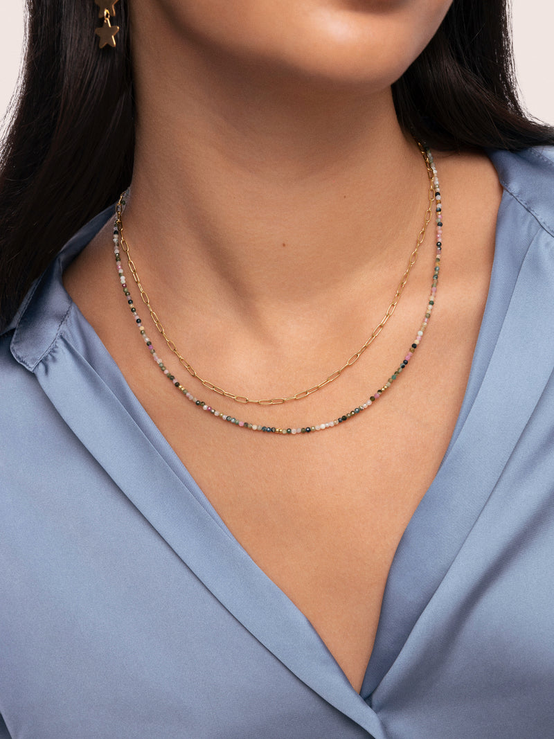 Collar Eloise Long Acero Baño Oro