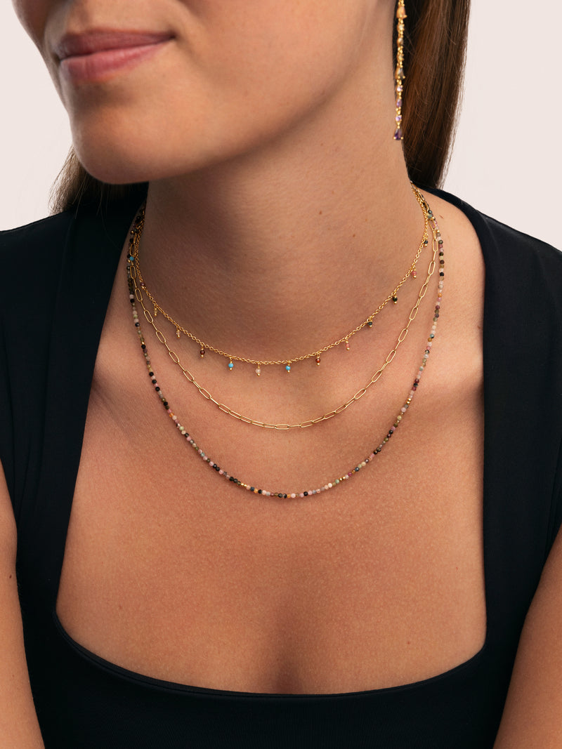 Collar Eloise Long Acero Baño Oro