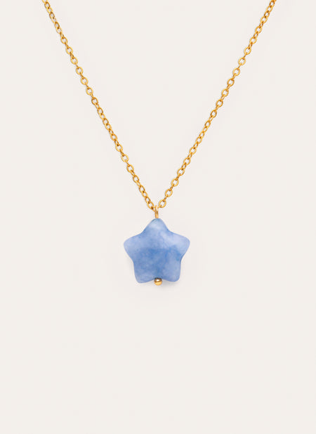 Collana Stella Acquamarina Acciaio Placcato Oro