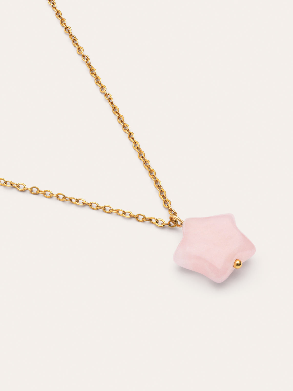 Imagen detalle de Collana Stella Quarzo Rosa Acciaio Placcato Oro