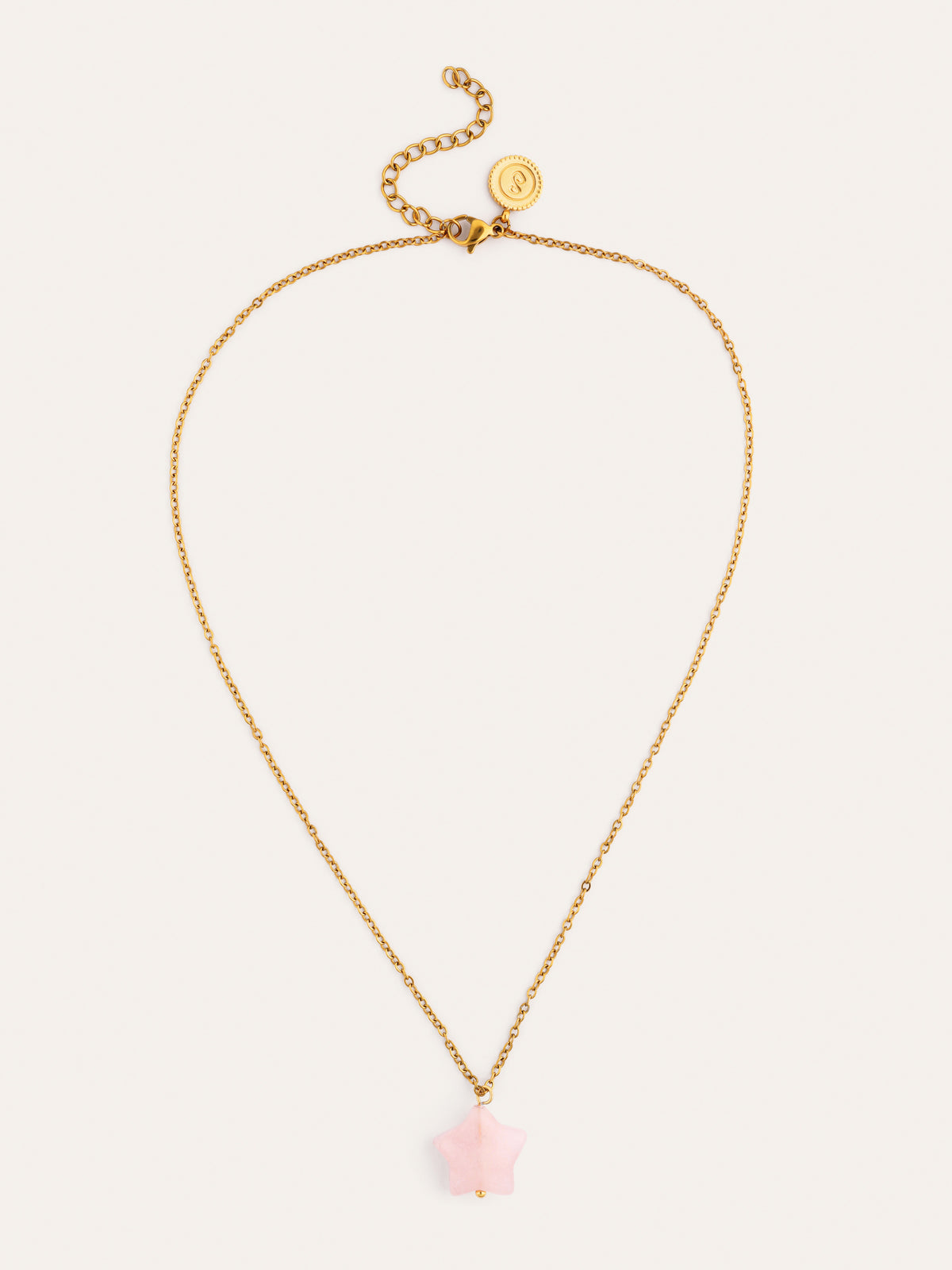 Collana Stella Quarzo Rosa Acciaio Placcato Oro - vista 4