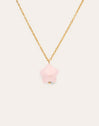 Collana Stella Quarzo Rosa Acciaio Placcato Oro
