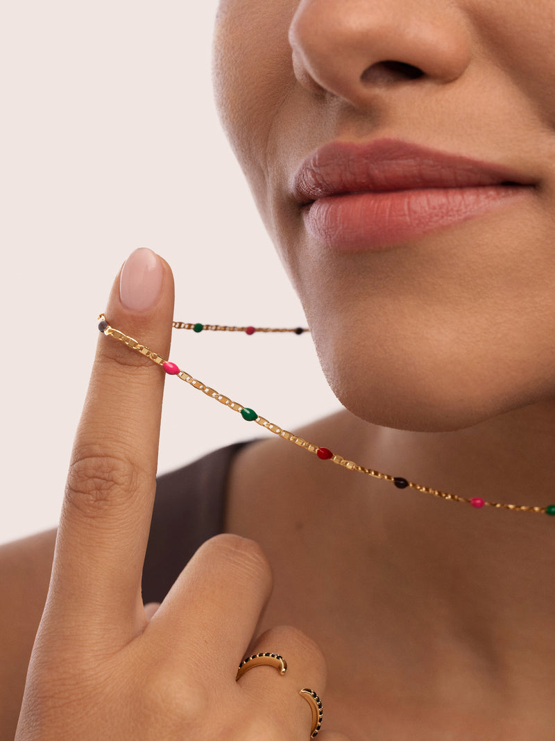 Halskette Fine Enamel Honey, vergoldet