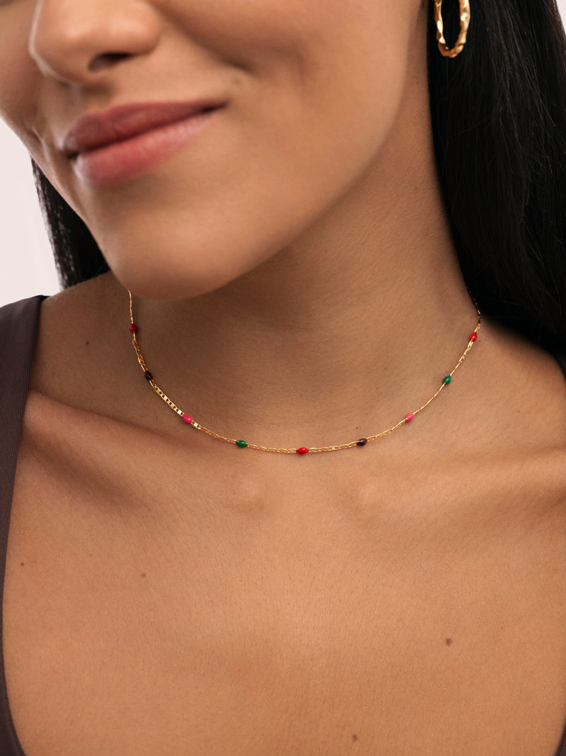 Halskette Fine Enamel Honey, vergoldet