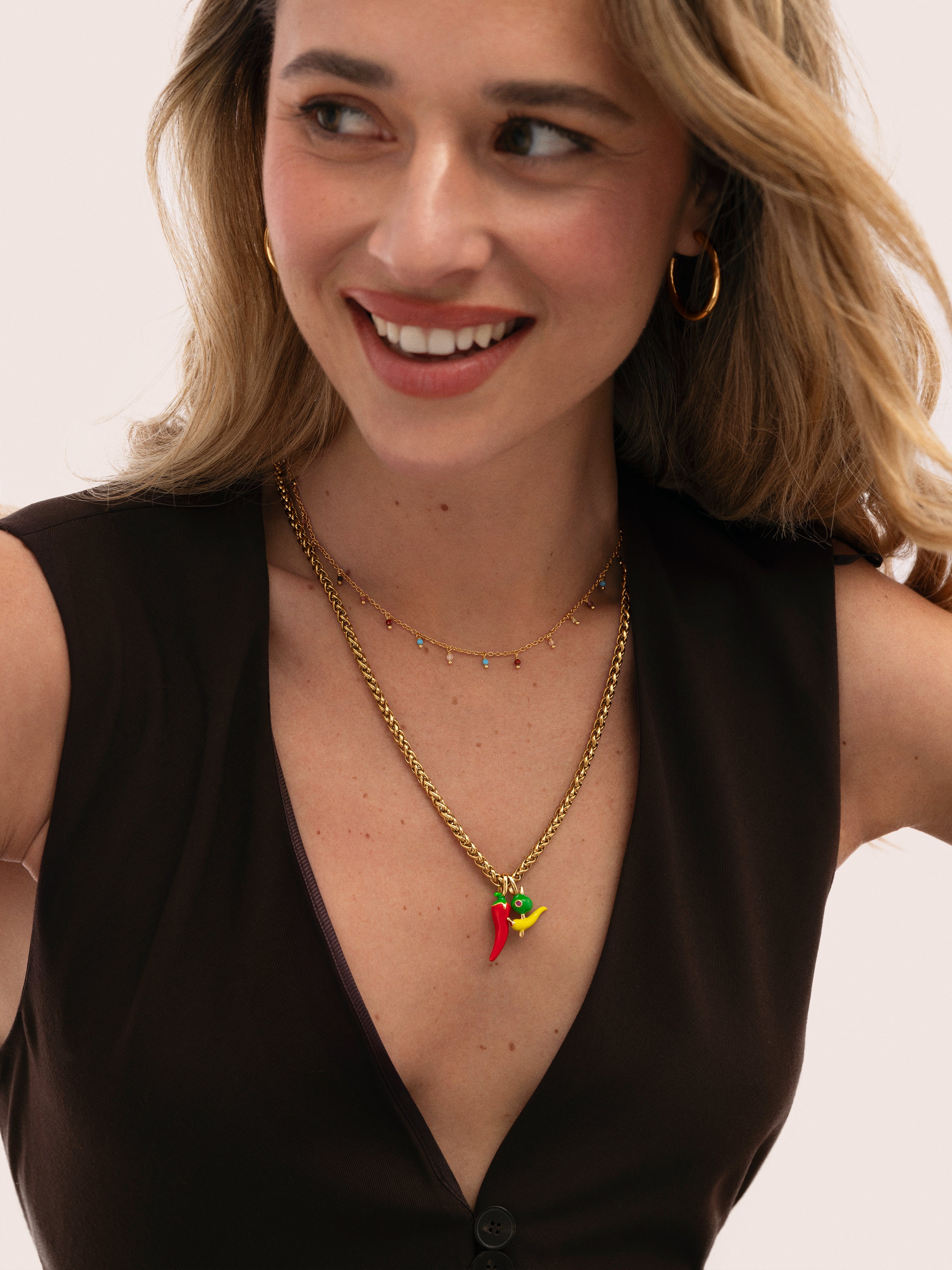 Collar Fine Disco Acero Baño Oro