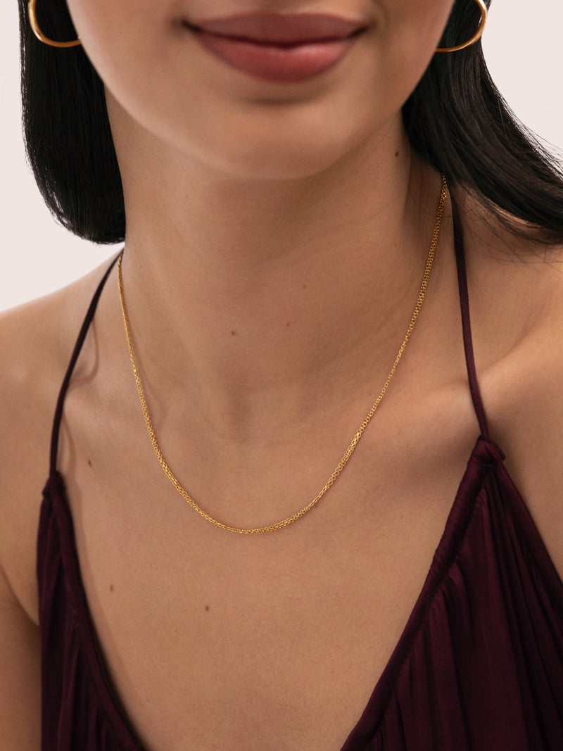 Collar Fine Tape Acero Baño Oro