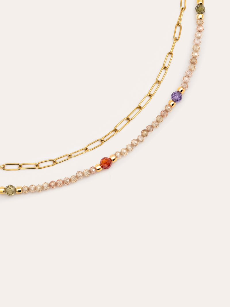 Langer Glam-Halskette aus Stahl mit 18kt Goldbeschichtung