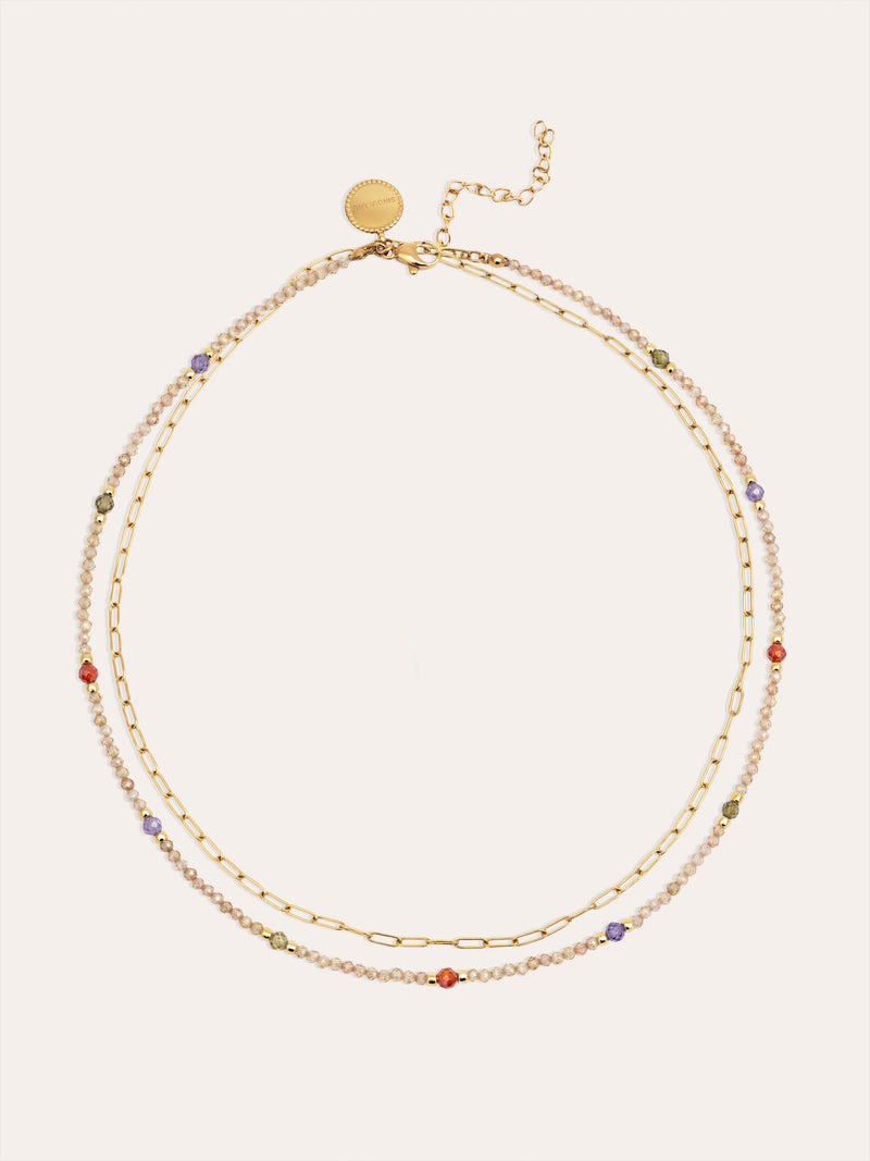 Langer Glam-Halskette aus Stahl mit 18kt Goldbeschichtung