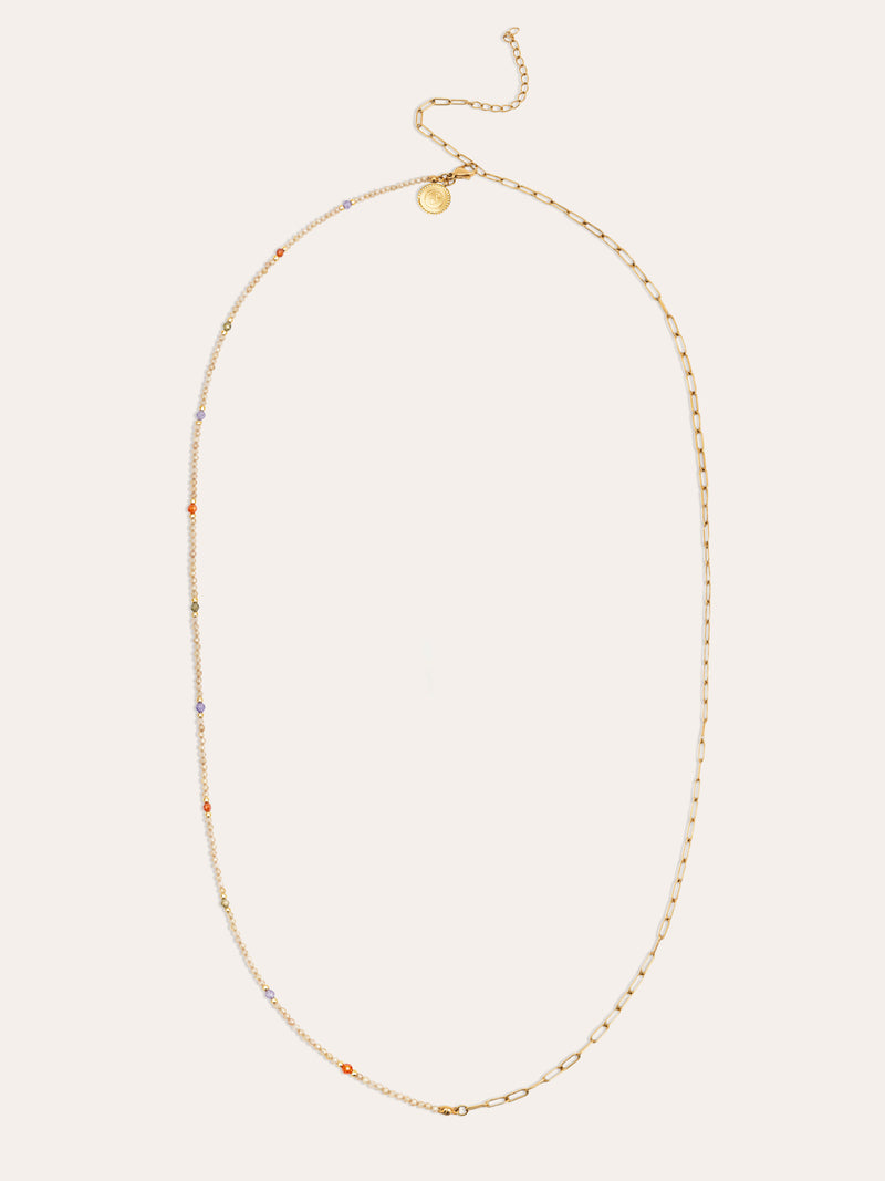 Langer Glam-Halskette aus Stahl mit 18kt Goldbeschichtung