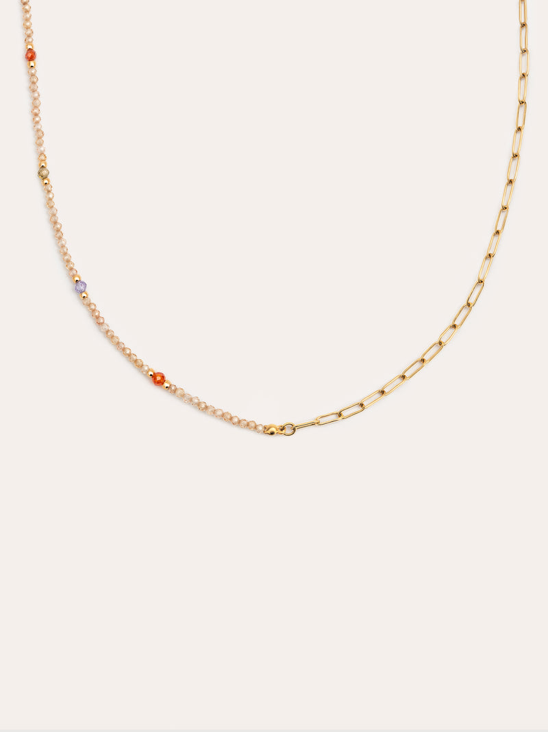 Langer Glam-Halskette aus Stahl mit 18kt Goldbeschichtung