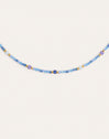 Collar Glam Azul Acero Baño Oro
