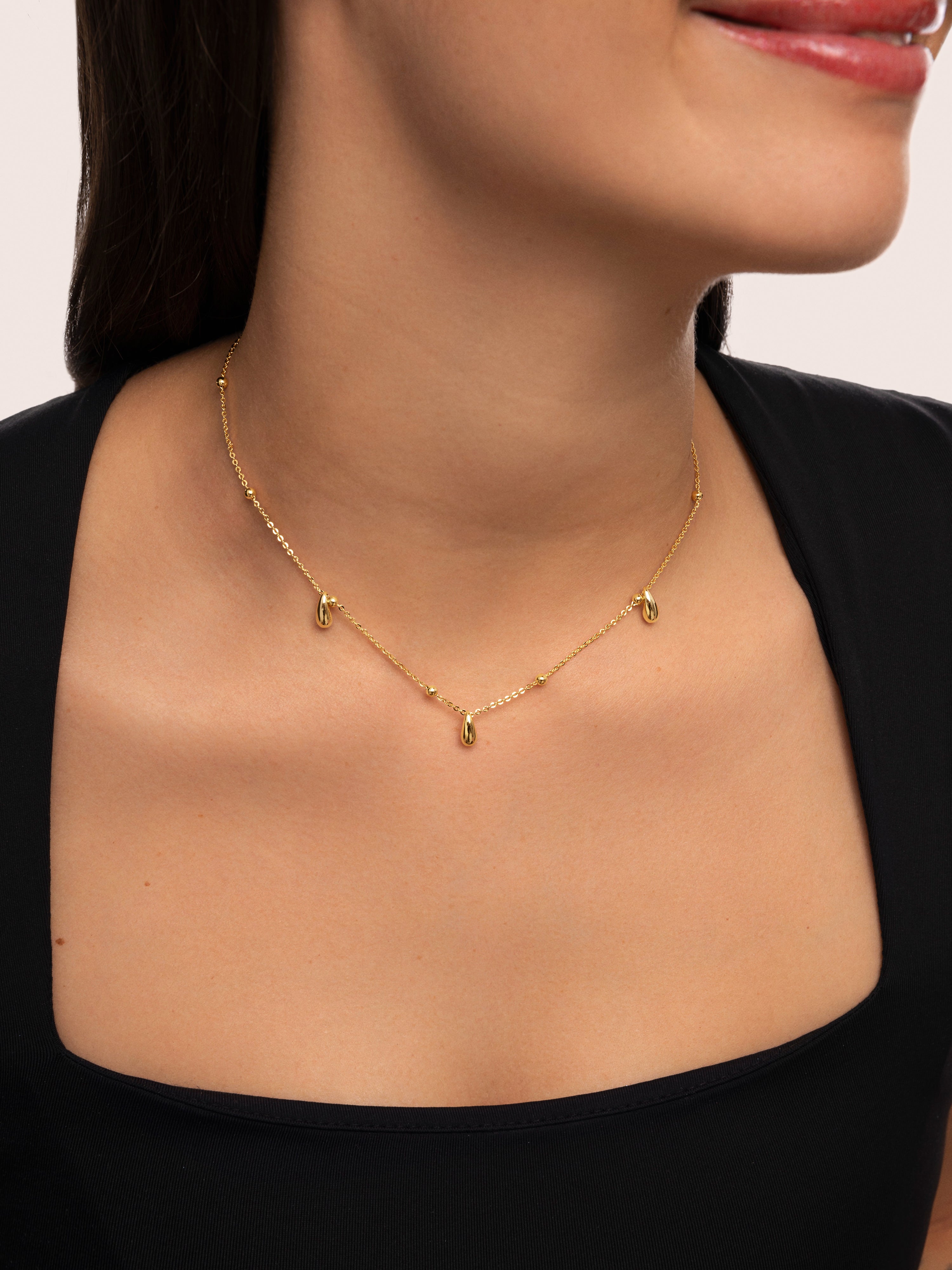 Collar Gotas y Dots Baño Oro