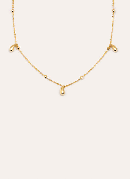Collar Gotas y Dots Baño Oro