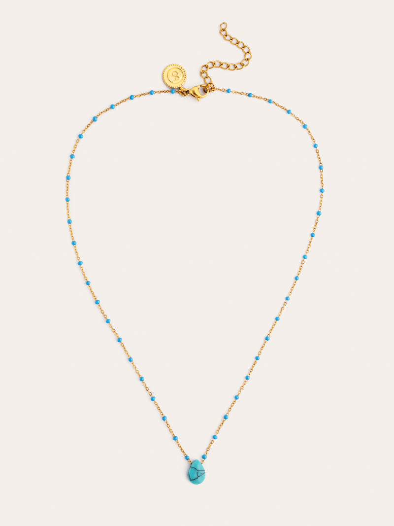 Collar Hydra Azul Acero Baño Oro
