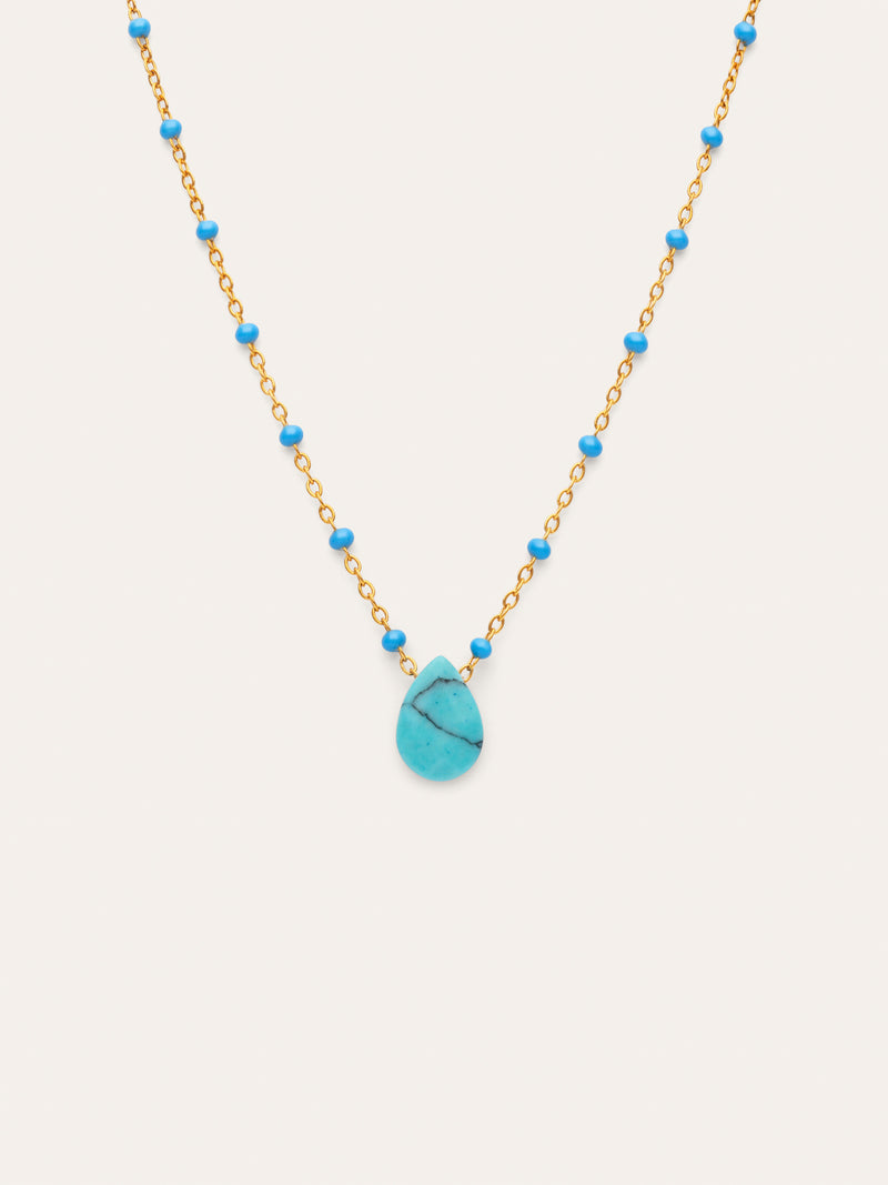 Collar Hydra Azul Acero Baño Oro