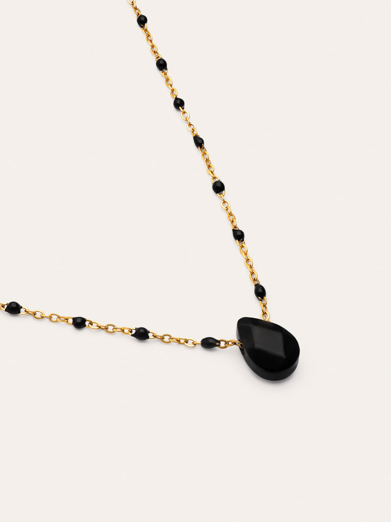 Collier Hydra Noir Acier Plaqué Or