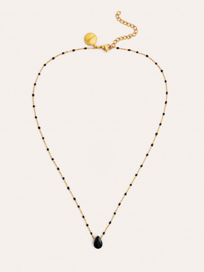Collier Hydra Noir Acier Plaqué Or