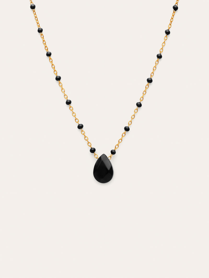 Collier Hydra Noir Acier Plaqué Or