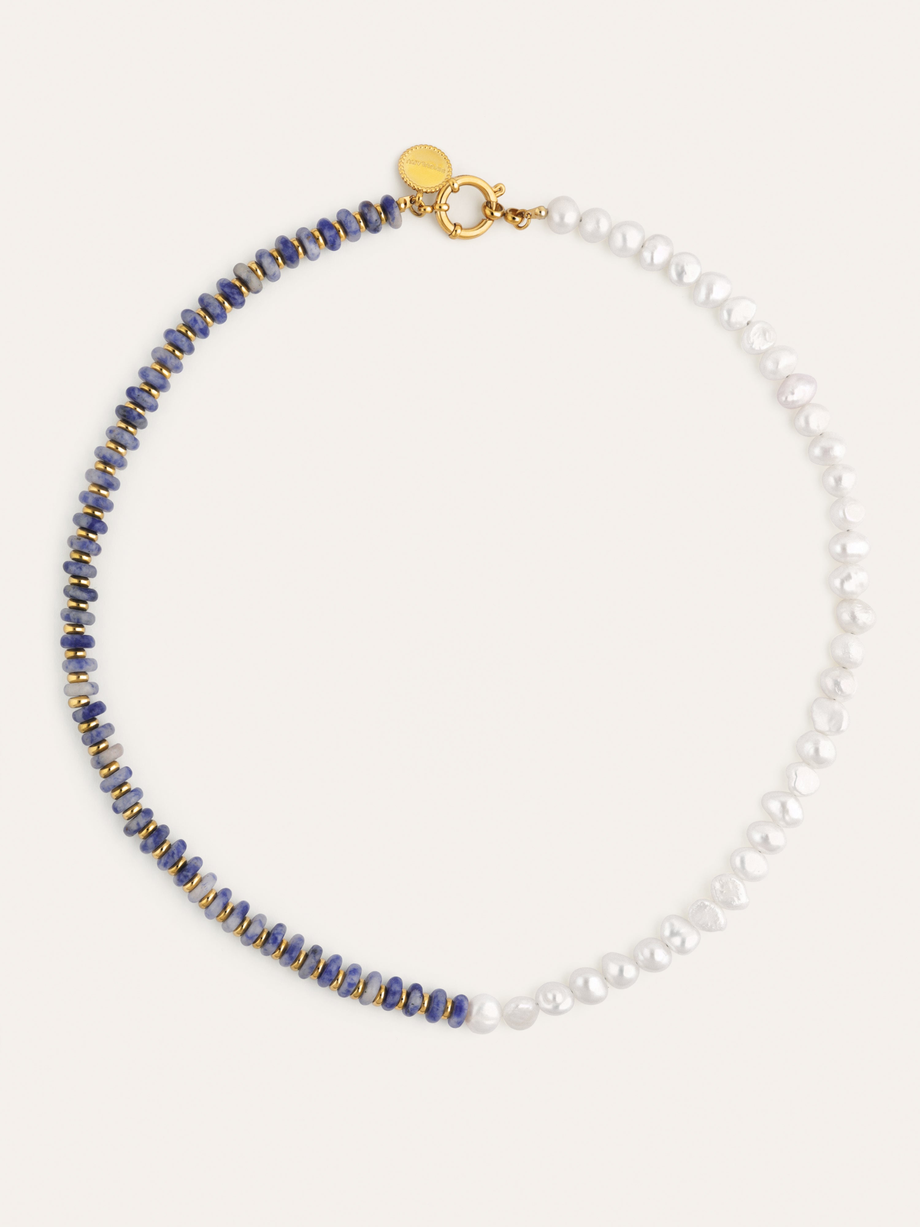 Indigo Pearl Halskette Edelstahl mit 18kt Goldbeschichtung