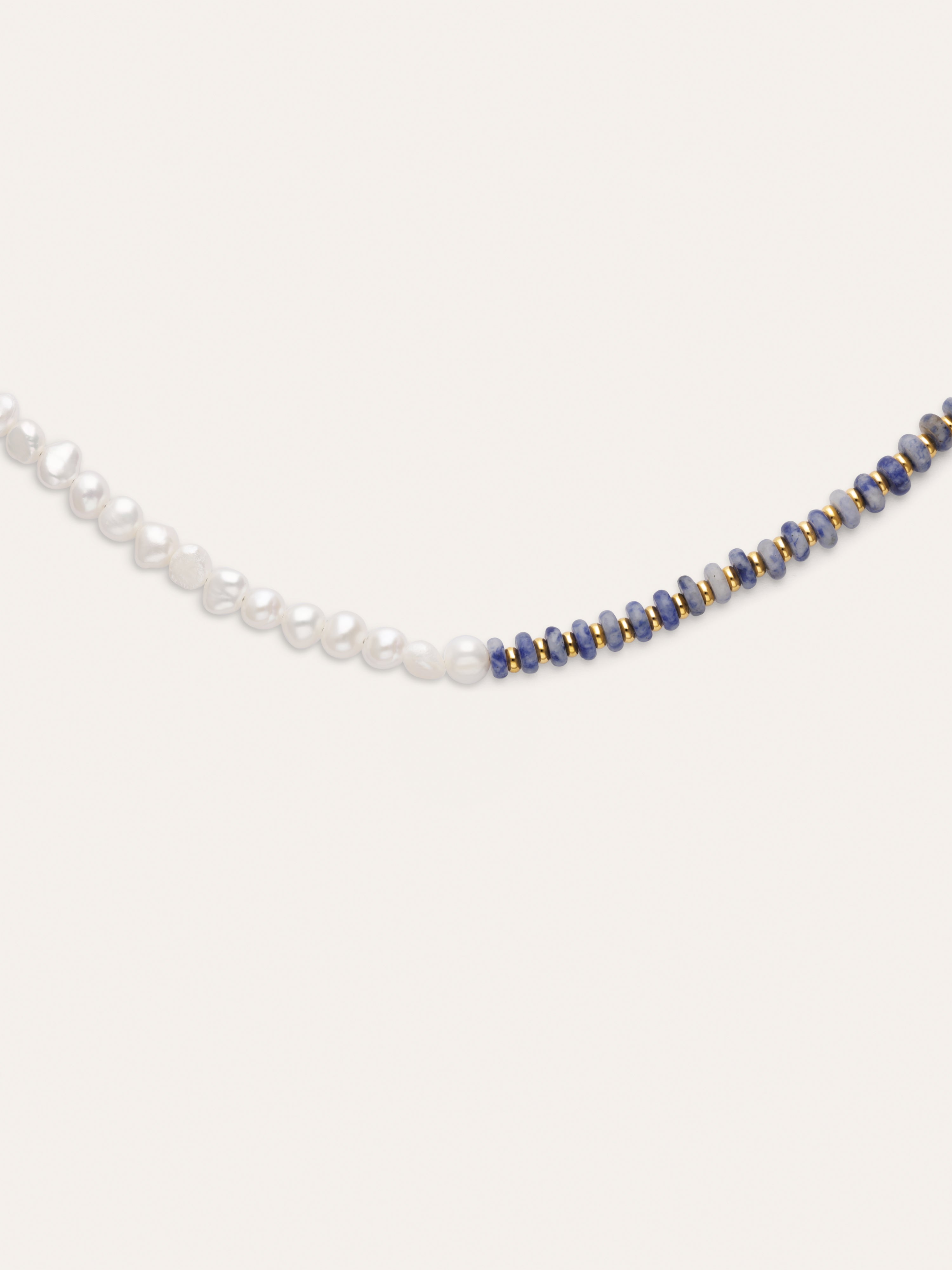 Indigo Pearl Halskette Edelstahl mit 18kt Goldbeschichtung