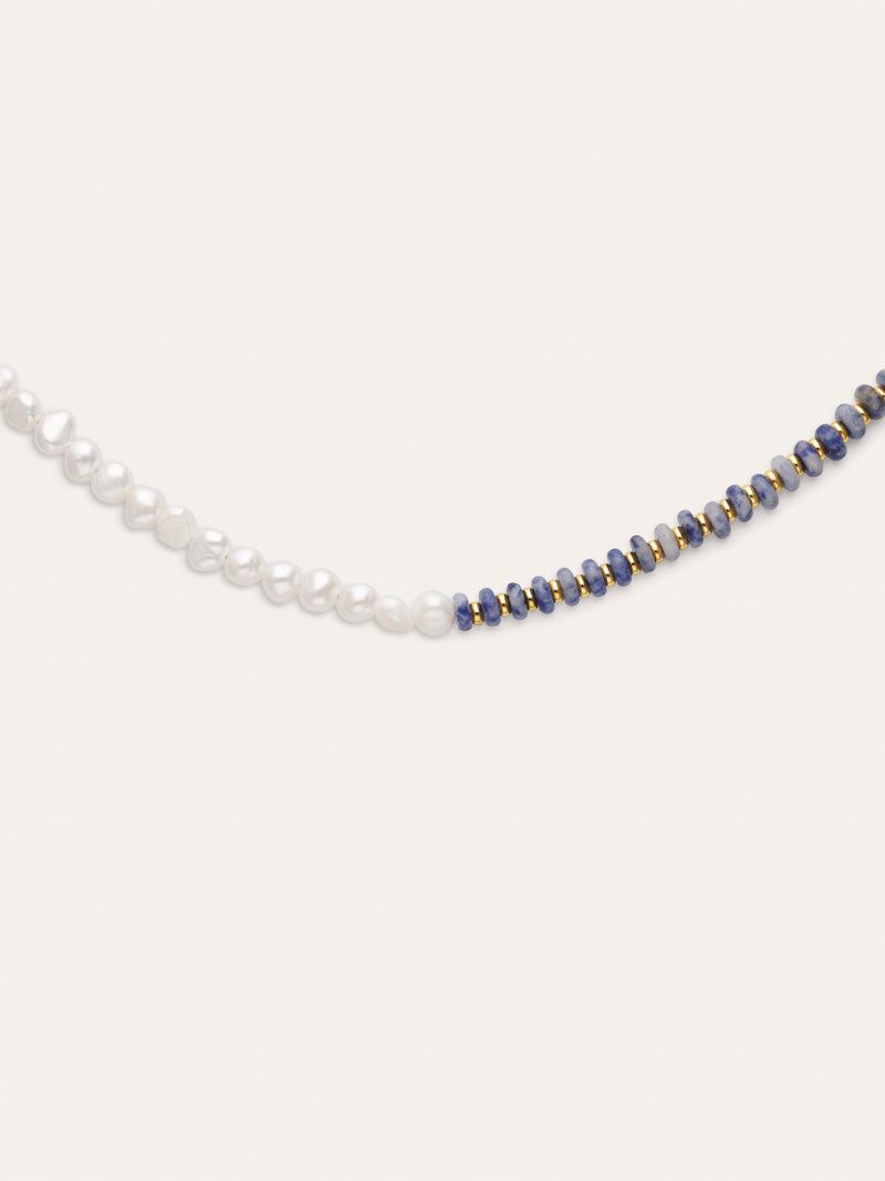 Indigo Pearl Halskette Edelstahl mit 18kt Goldbeschichtung