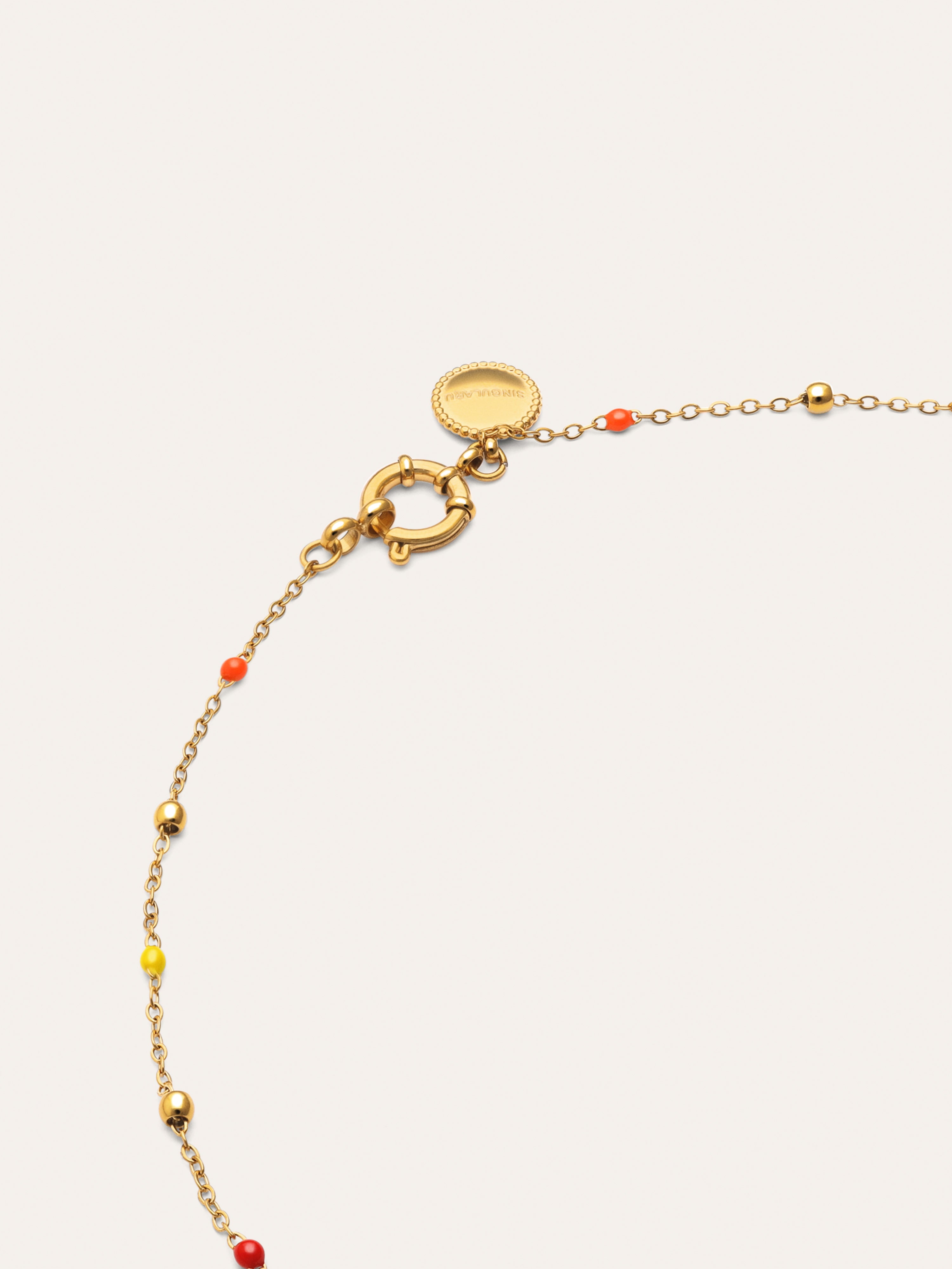 Collar Long Dots L Colors Enamel Acero Baño Oro