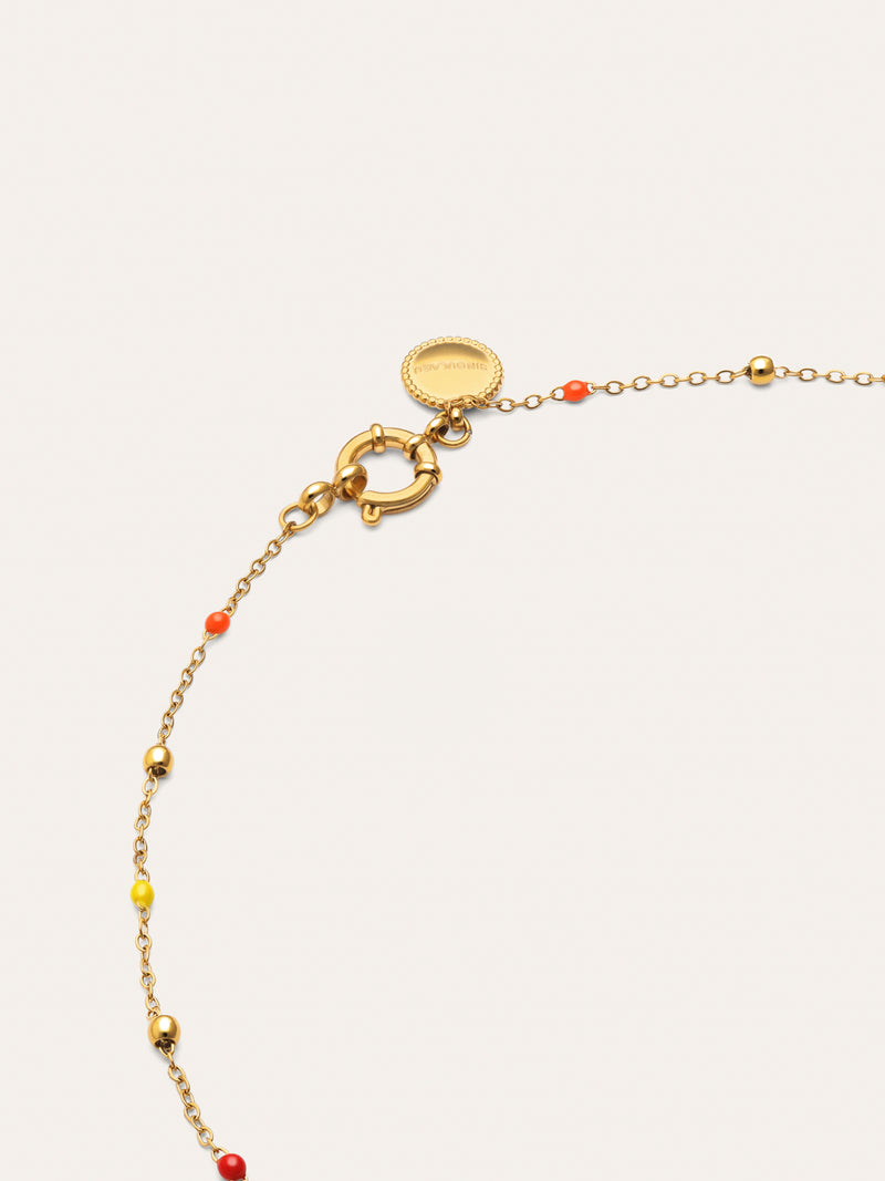 Collar Long Dots L Colors Enamel Acero Baño Oro