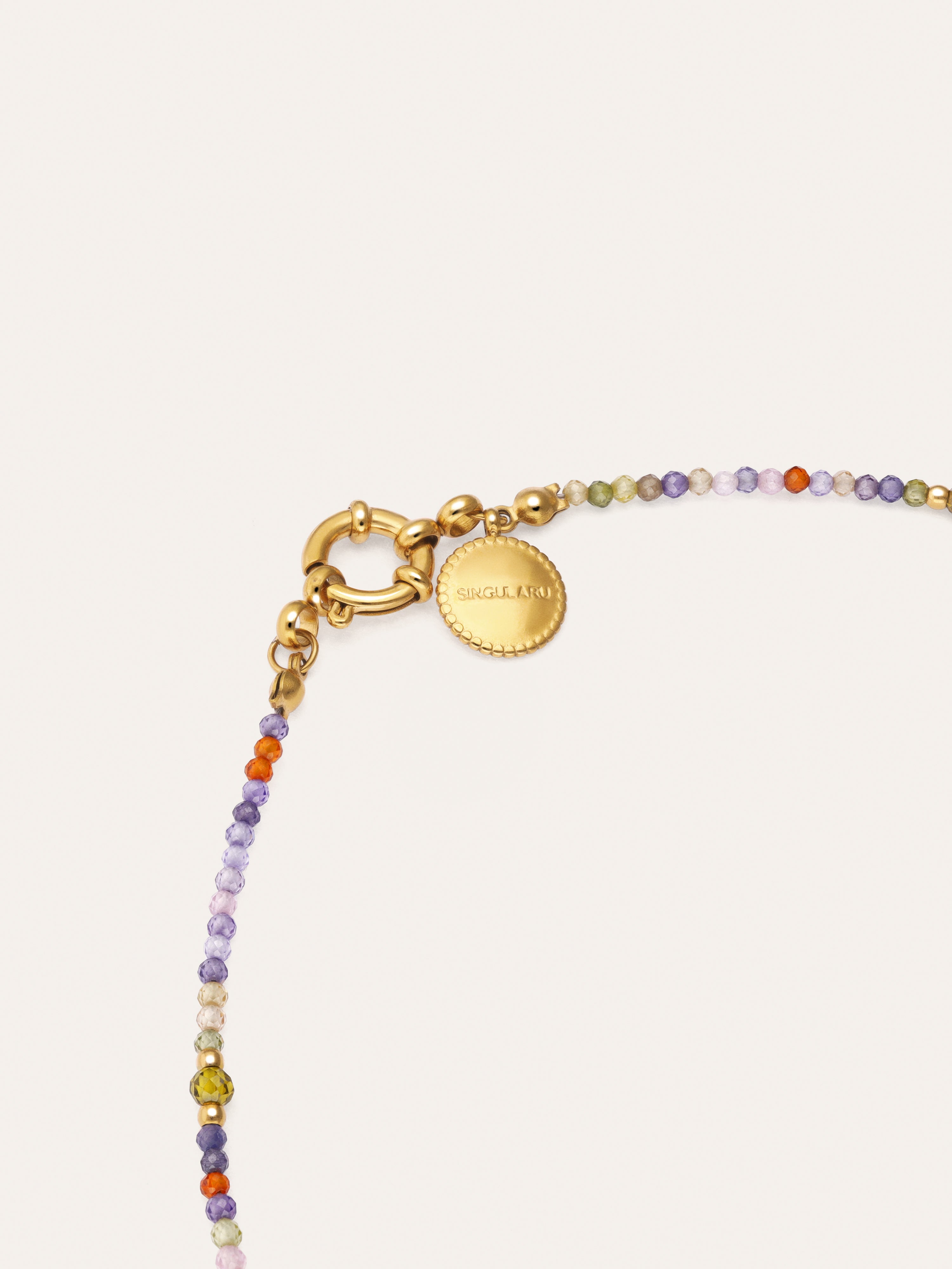 Long Full Crystal Summer Halskette, vergoldeter Edelstahl