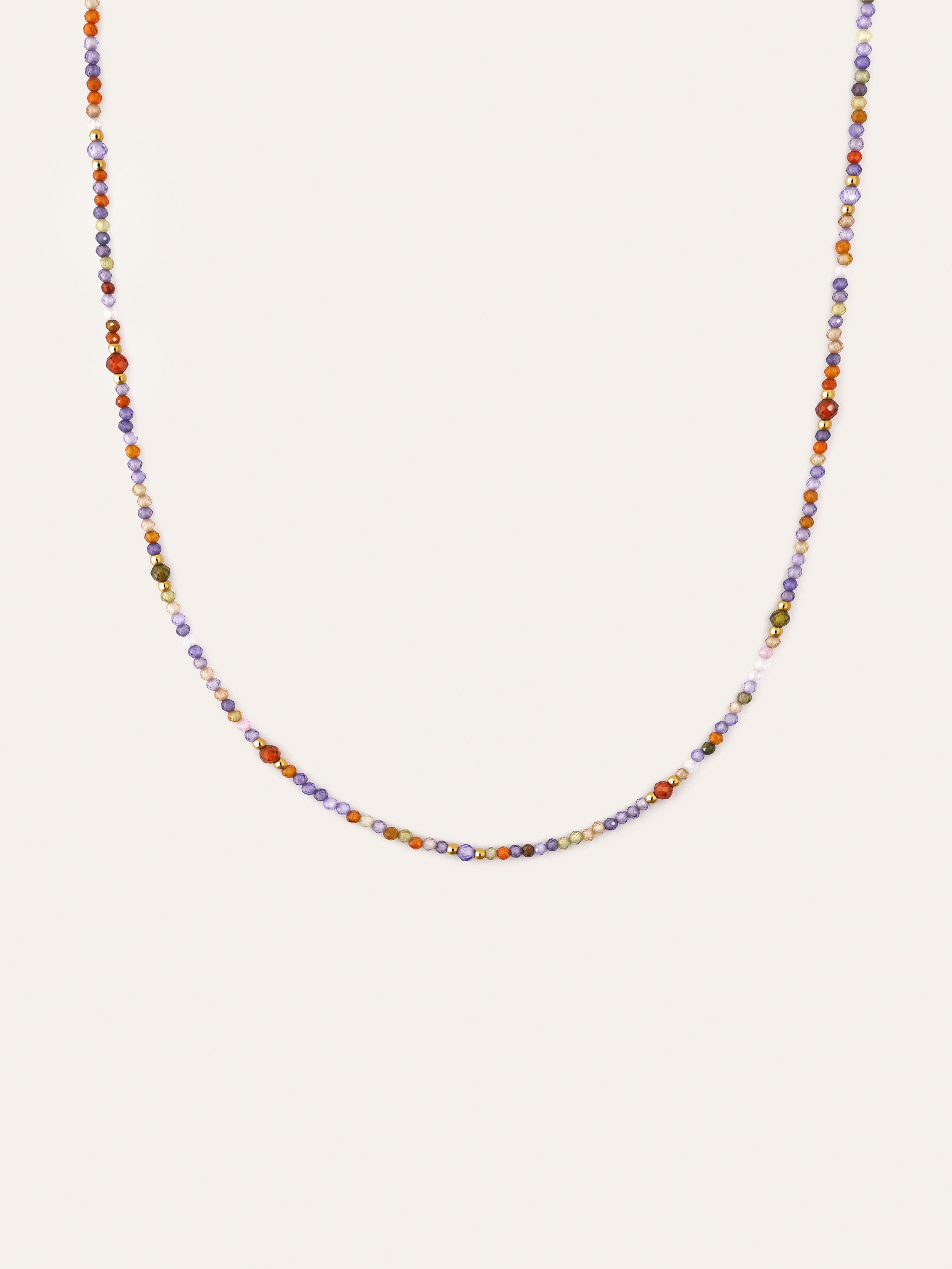 Long Full Crystal Summer Halskette, vergoldeter Edelstahl