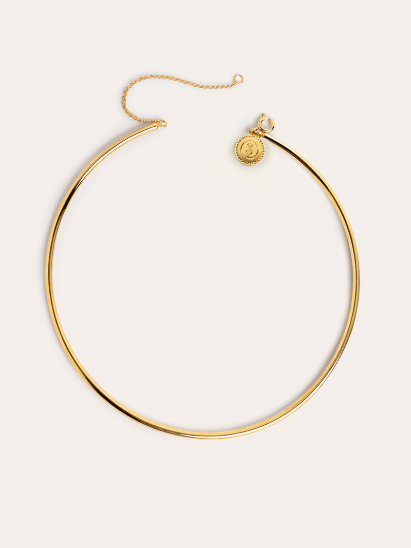 Choker Line Chain Aço Banho de Ouro