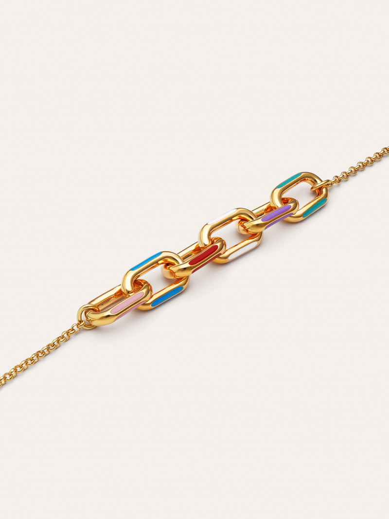 Halskette Link Rainbow Emaille Vergoldet