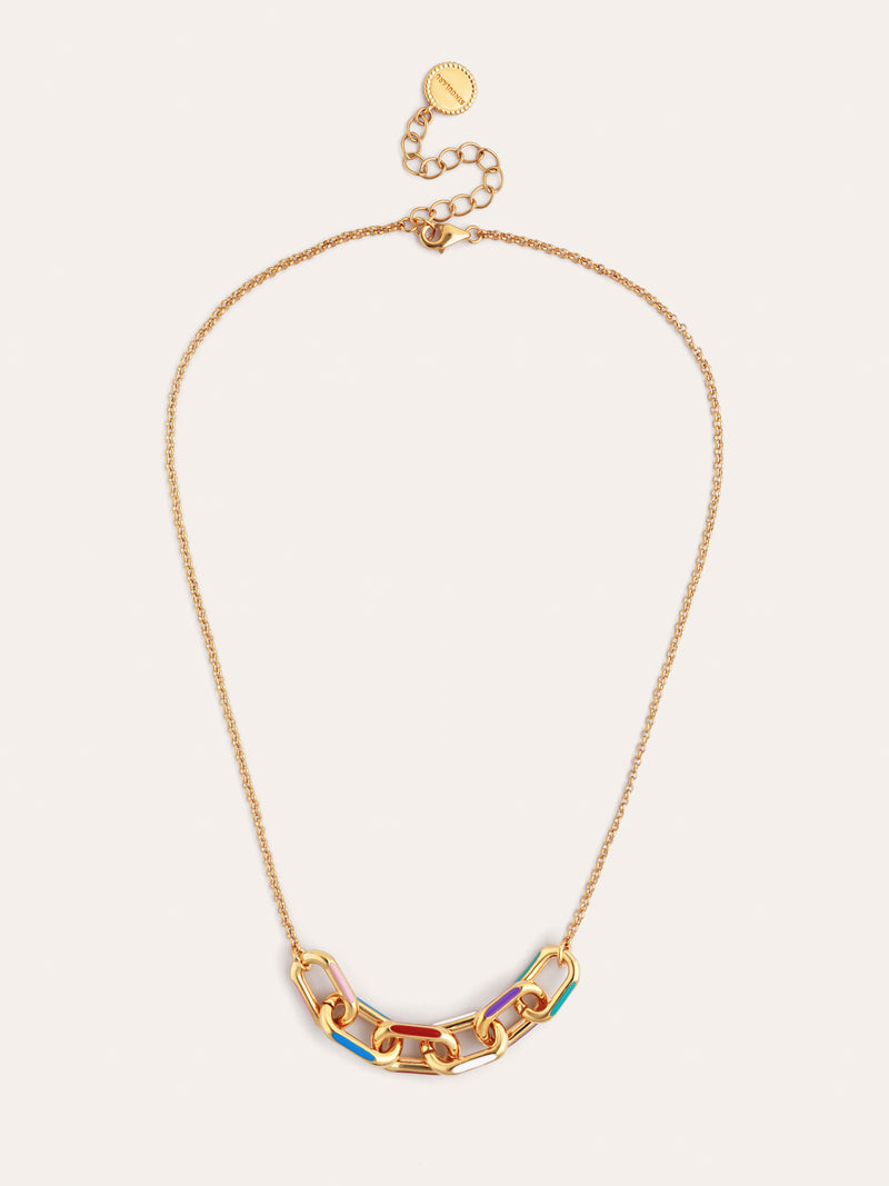 Halskette Link Rainbow Emaille Vergoldet