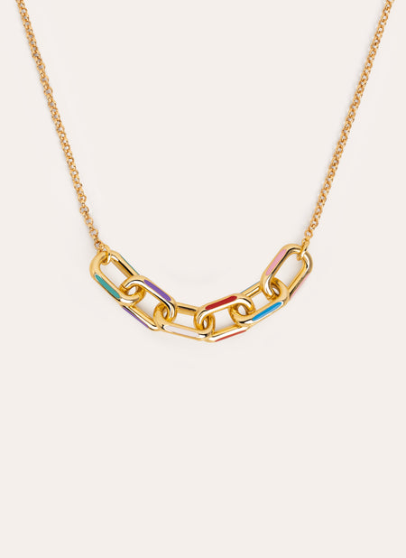 Collana Link Rainbow Enamel Baño Oro
