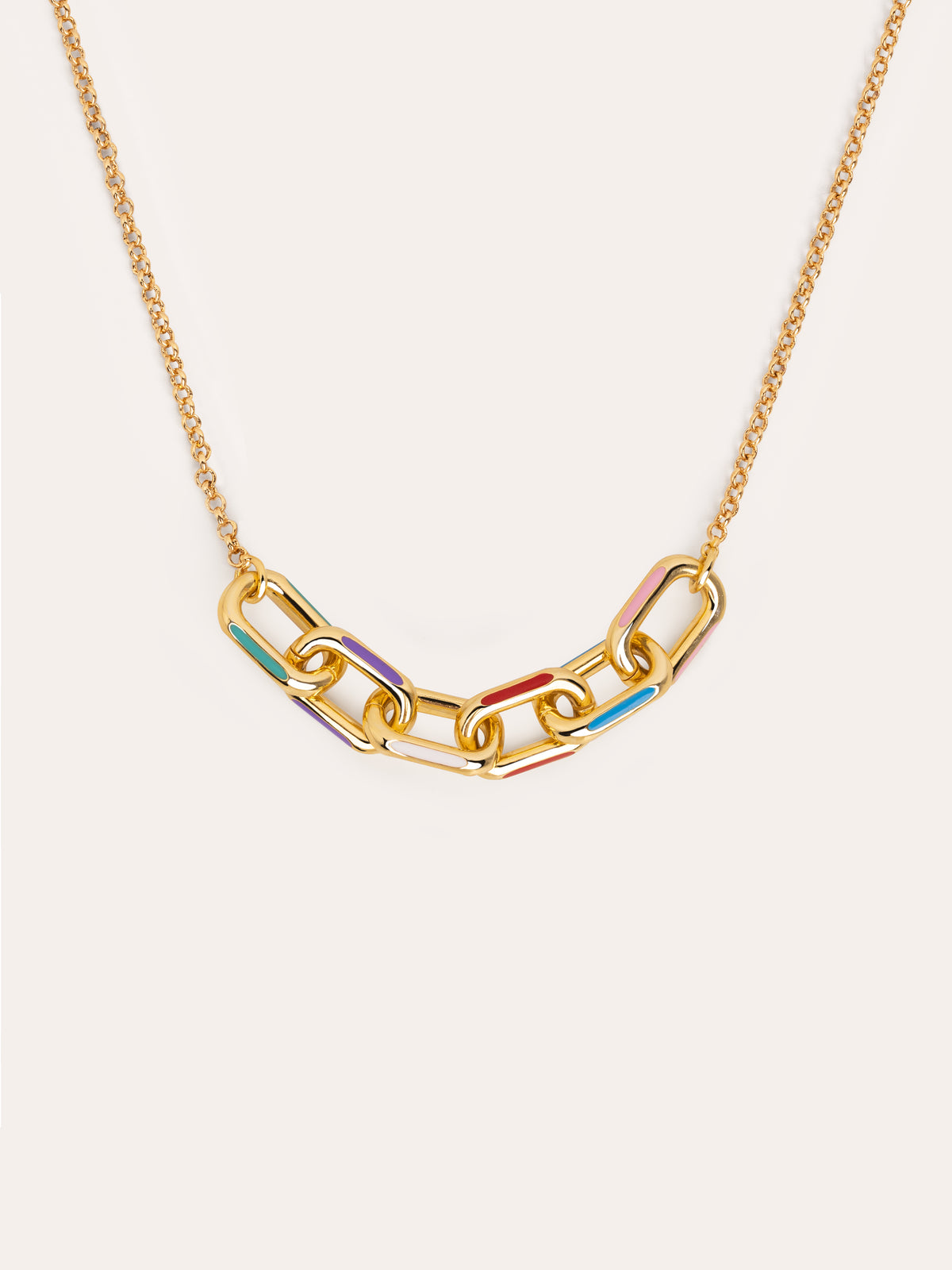 Halskette Link Rainbow Emaille Vergoldet