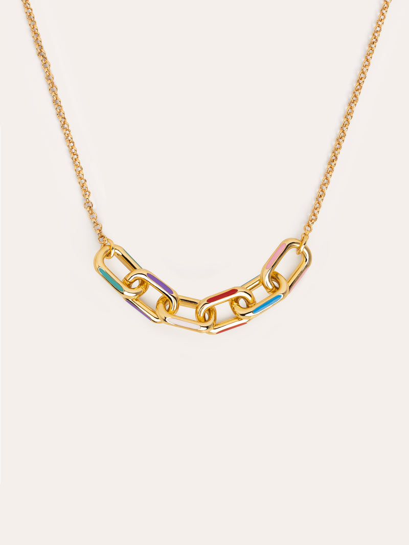 Halskette Link Rainbow Emaille Vergoldet