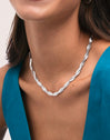 Collar Doble Lisse Twister Acero - puesto en modelo