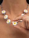 Collar Long Margarita Acero Baño Oro