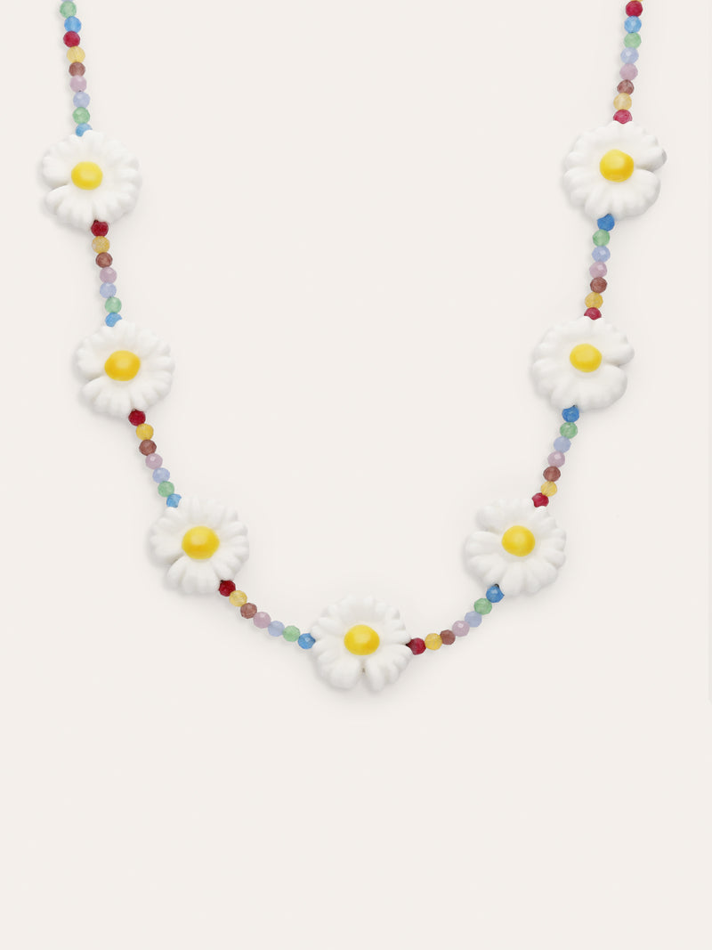 Collar Long Margarita Acero Baño Oro