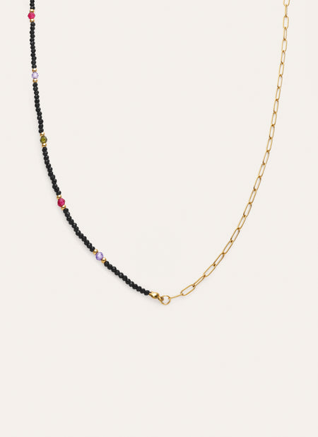 Long Winter Glam Halskette Stahl, vergoldet