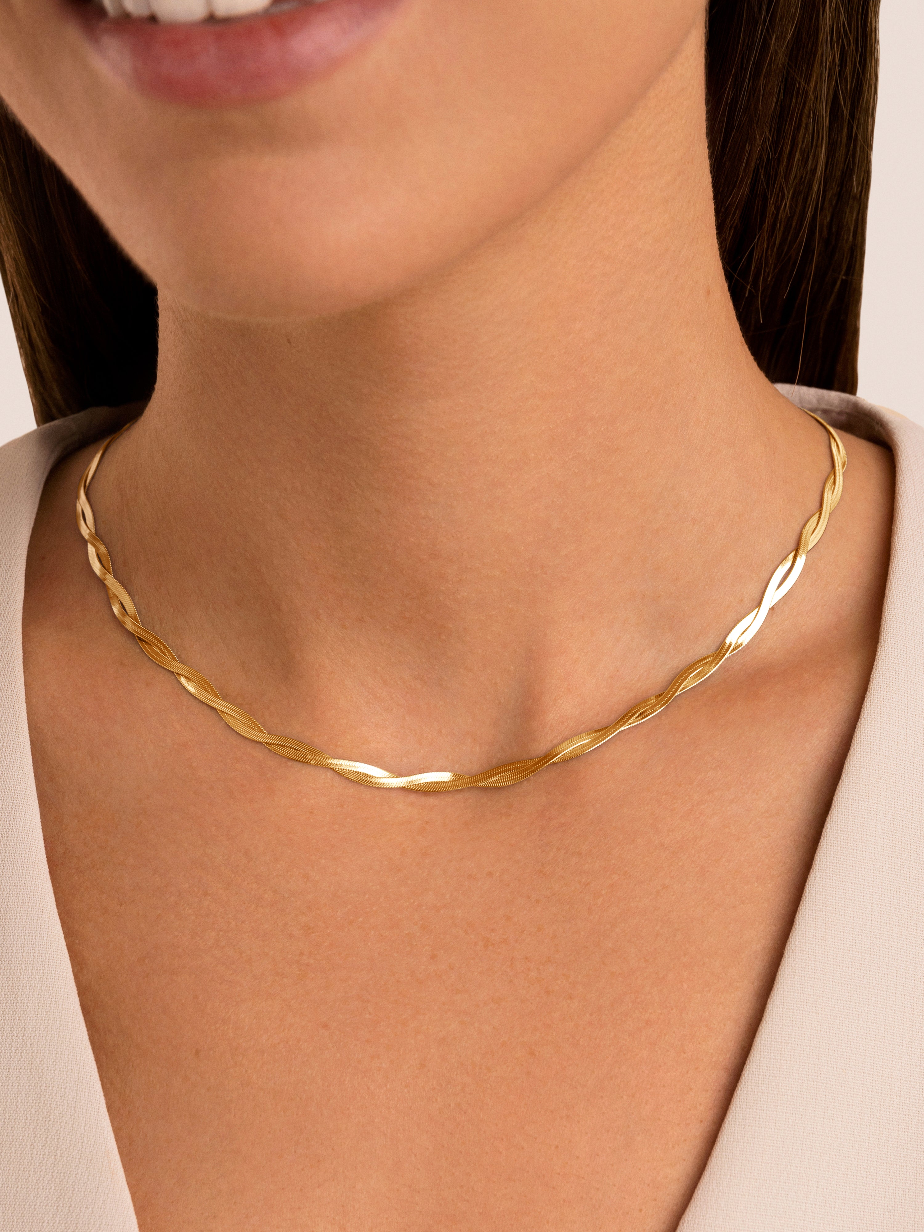 Collar Lisse Twister Acero Baño Oro