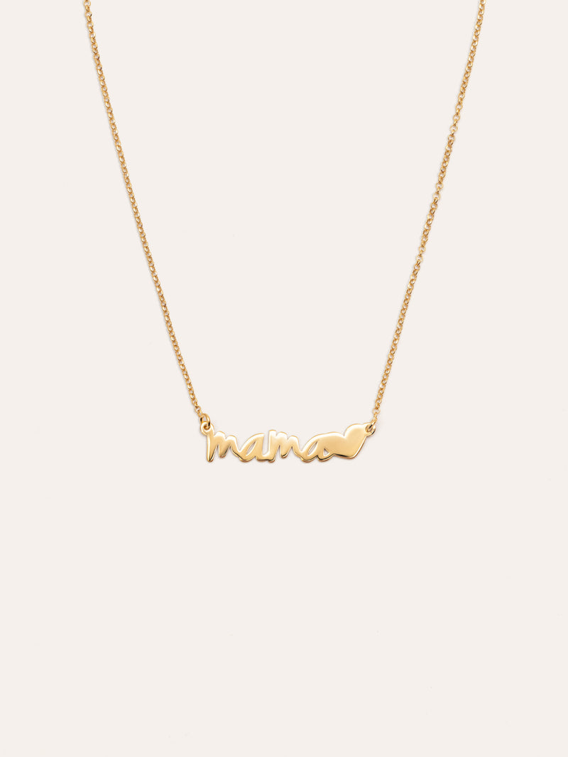 Mom Heart Necklace Silver 18kt Gold Plated