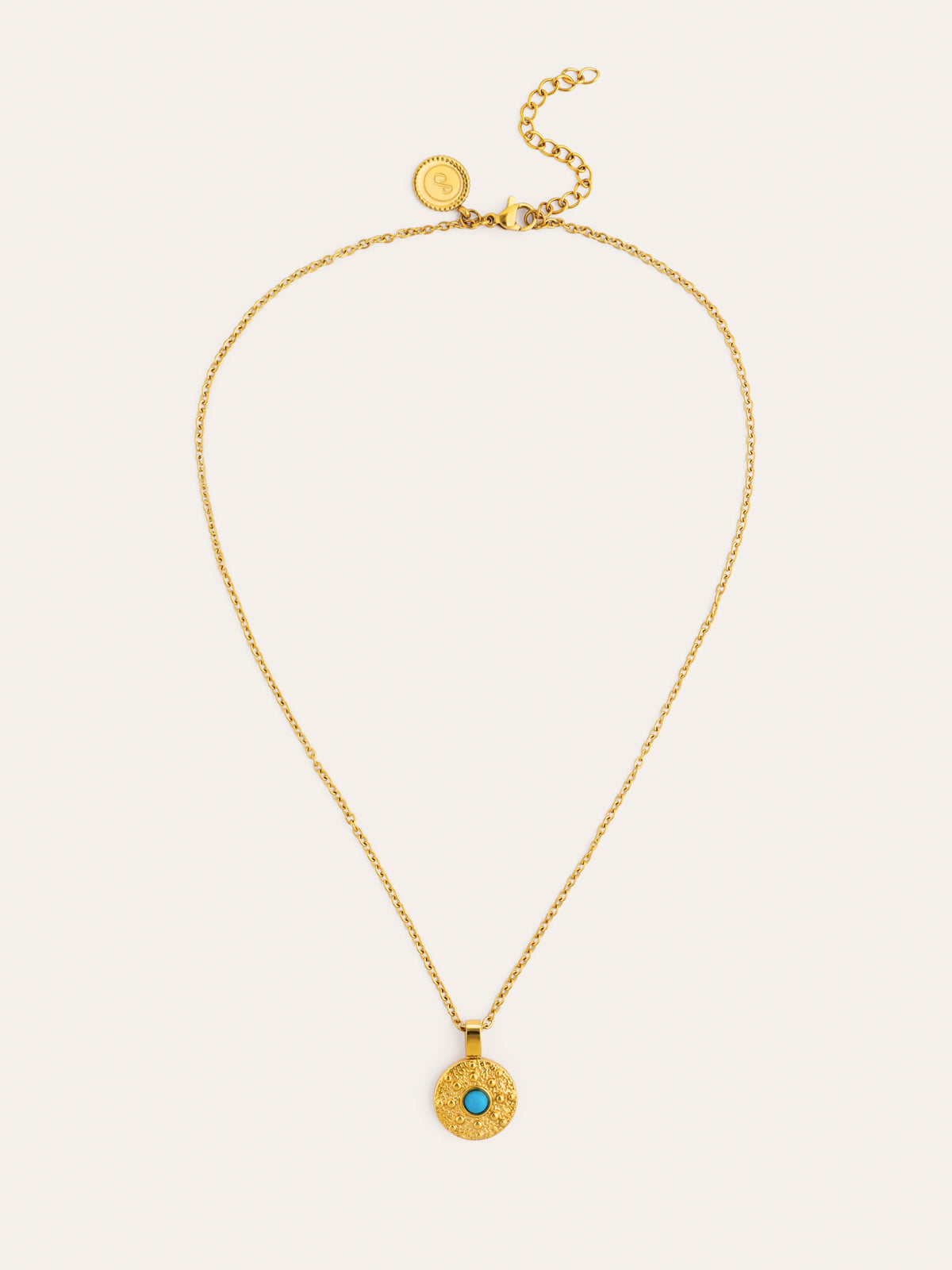 Medallion Aqua Steel Gold-Plated Necklace - vista 4