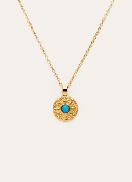 Ketting Medallion Aqua Staal Verguld